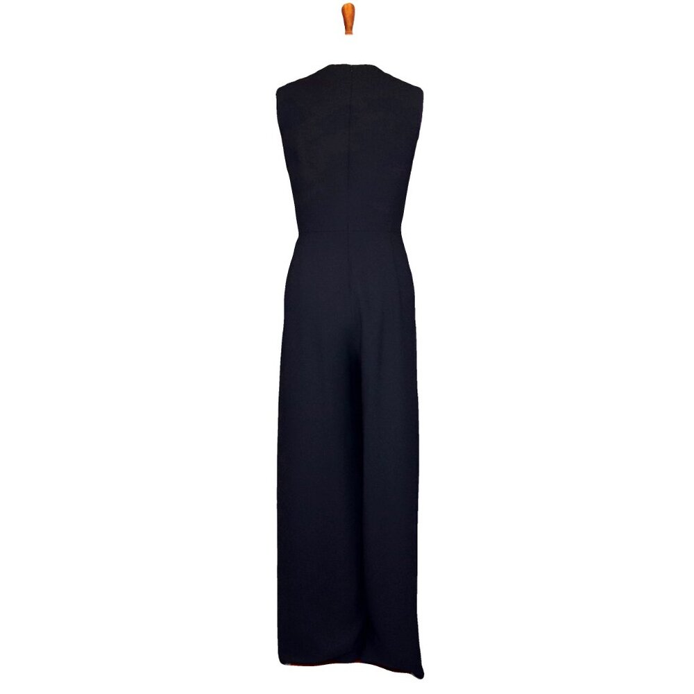 Vince 10 Black Double-V Neck Sleeveless Wide Leg Culotte Jumpsuit with Pockets - Picture 15 of 16